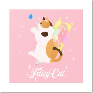 Fairy Calico Cat (with white text) Posters and Art